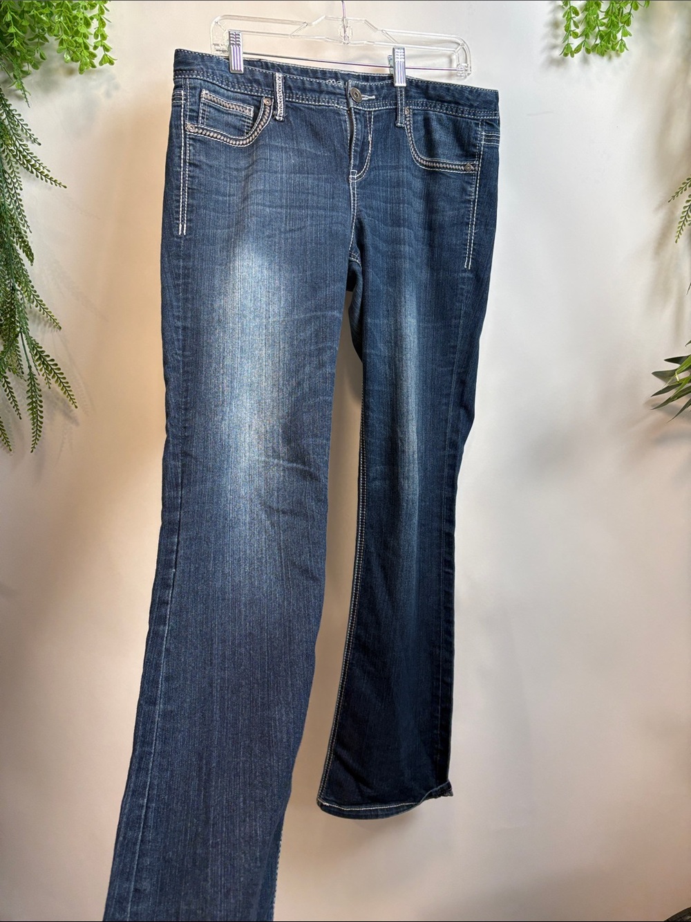 Maurices Dark Blue Bootcut Jeans with Fading